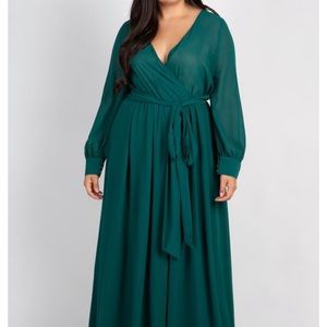 PinkBlush Green Chiffon Pleated Maternity Gown